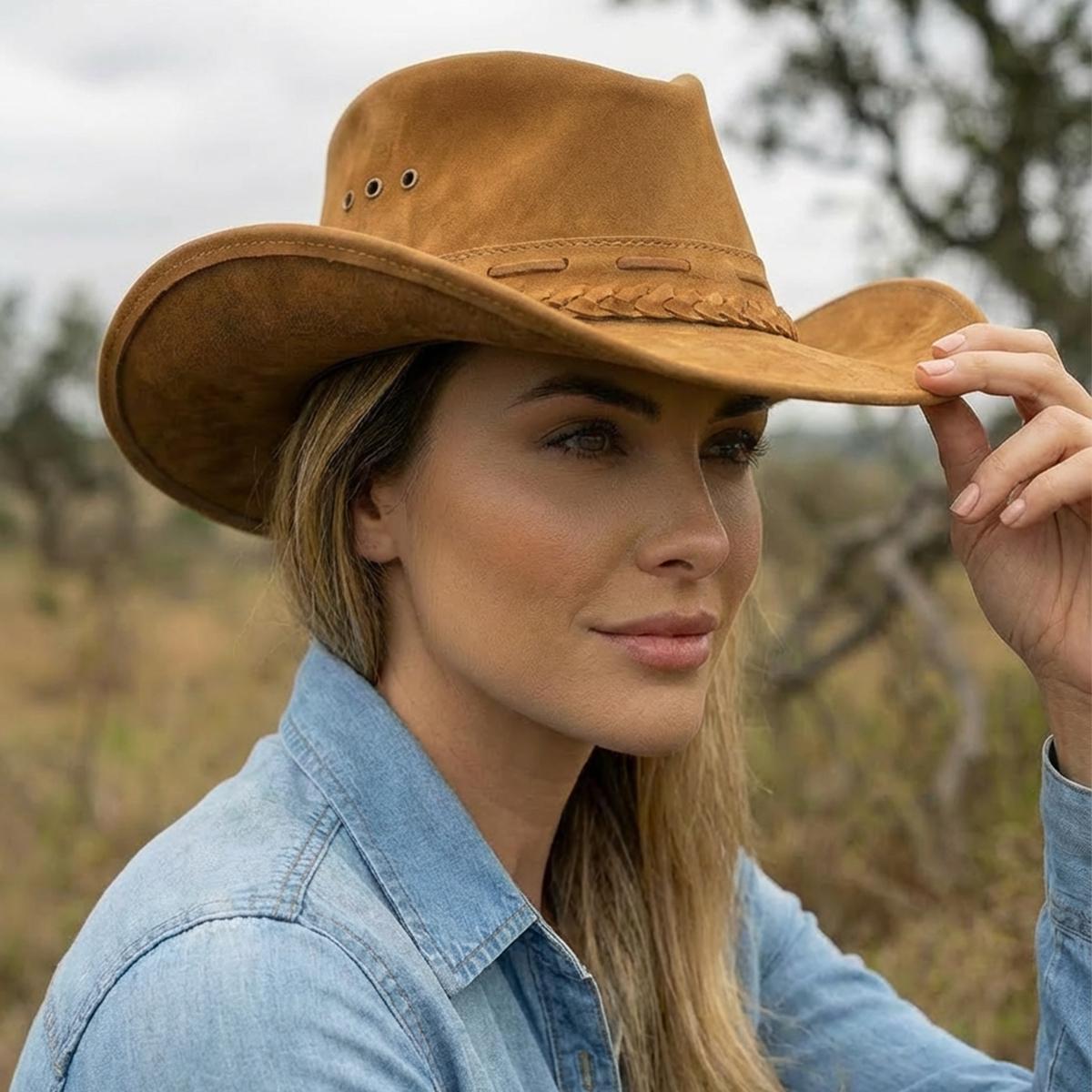 NWT Women\'s Western Style Cowboy Hat Tan Size L Women main image 3