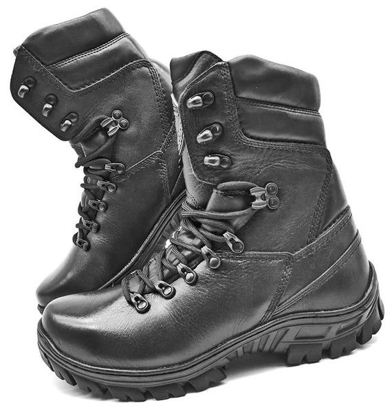 Black Leather Army Assault Boots RANGER Military Forces Tactical Police Patrol 