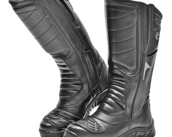 Italian Police Leather Boots, Vintage 80S, With Quick Zip