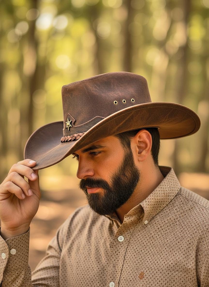 NociHah Cappello classico da cowboy, da uomo e da donna, a tesa larga, in feltro, colore: marrone, Marrone, M