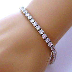 Cubic Zirconia Tennis bracelet Bridal CZ Link bracelet, Dainty Bridal bracelet Wedding jewelry Diamond bracelet Bridesmaid Gift