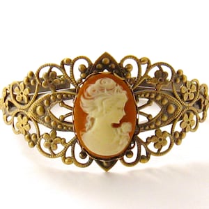 8e verjaardagscadeau voor haar / cameo armband / cameo sieraden / cameo manchet / Victoriaanse cameo manchet armband / achtste verjaardag cadeau voor vrouw