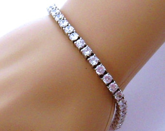 Cubic Zirconia Tennis bracelet Bridal CZ Link bracelet, Dainty Bridal bracelet Wedding jewelry Diamond bracelet Bridesmaid Gift