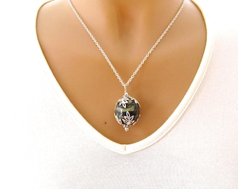 Collar de Piedra Negro Verde Colgante Collar Colgante de Piedra Verde Collar De Piedra Joyería De Piedra Natural Colgante Joyería