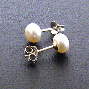 Real Freshwater Pearl Stud Earrings, Small Pearl Earrings, Genuine Pearl Studs, Genuine Pearl Earring Studs/Sterling Silver 4, 5 or 6 mm