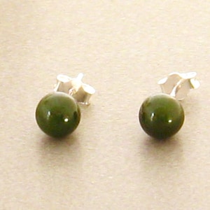 Jade earrings Sterling Silver earrings Gemstone earrings 6 mm Nephrite Jade Gemstone Stud earrings Dainty earrings Tiny earrings Gold studs