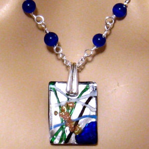 Cobalt Blue Jewelry/Blue Necklace/Blue Pendant Necklace/Royal Blue Art Glass Jewelry/Art Nouveau Necklace/Jewelry/Gifts for Mom/Gift for Her