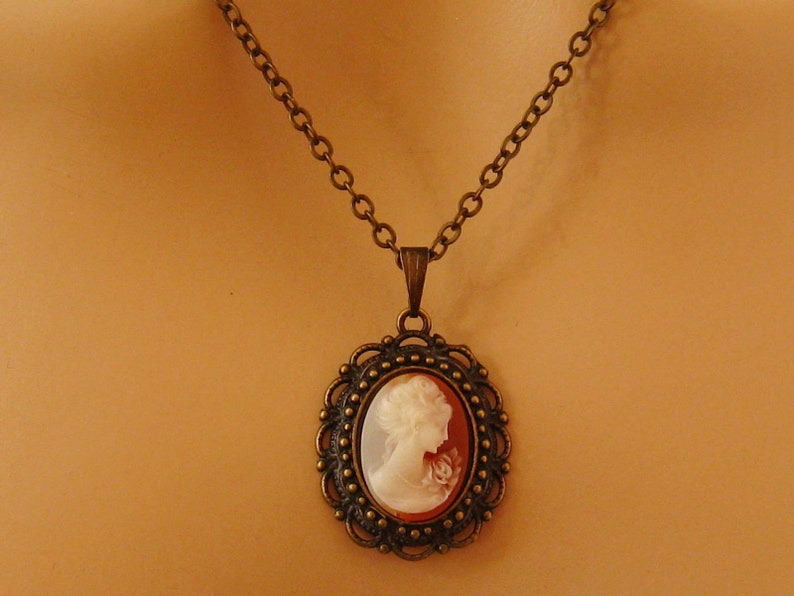 8th Anniversary Gift for Her/bronze Cameo Necklace/bronze - Etsy