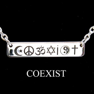 Sterling Silver Coexist Necklace, Coexist Pendant, Peace Necklace, Interfaith Necklace, Mothers Day Gift, For Mom