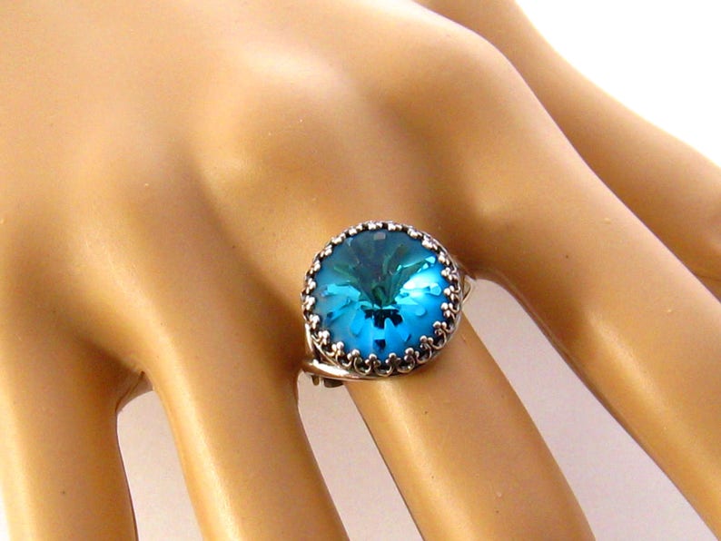 Victorian Style Bermuda Blue Cocktail Ring, Victorian Jewelry ...