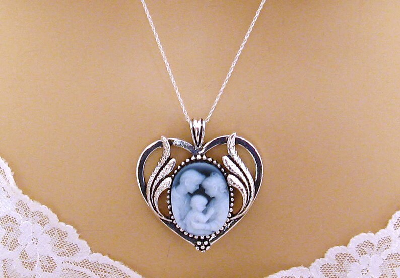 Real Cameo Necklace/father Mother Child Cameo Necklace/carved Etsy