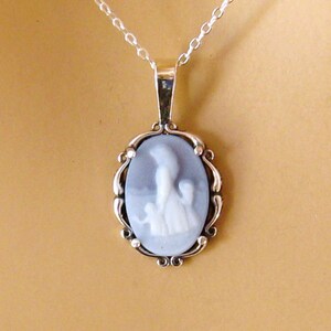 Real Cameo Necklace, Mother Child Necklace, Mothers Day Gift For Wife Mom, Mother Child Cameo Necklace, Mother and 2 Children Cameo Necklace image 2
