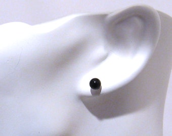 Genuine Black Onyx Stud earrings Natural Black Onyx Studs 6 mm Round Onyx bead Sterling Silver or Gold posts Gemstone Black Stud Earrings