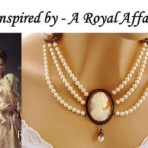 Collier tendance 3 rangs de perles Collier camée Bijoux de mariage victoriens Collier camée de perles Collier de mariée Collier victorien