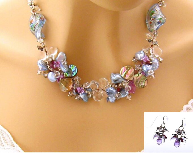 4th Anniversary Gift for Her/blue Flower Necklace/flower Etsy