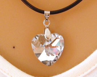 Gifts for Teen Girls, Gift for Her, Gift for Sisters, Clear Heart Crystal Necklace