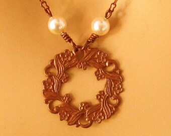 Brown Pendant Necklace/Victorian Jewelry