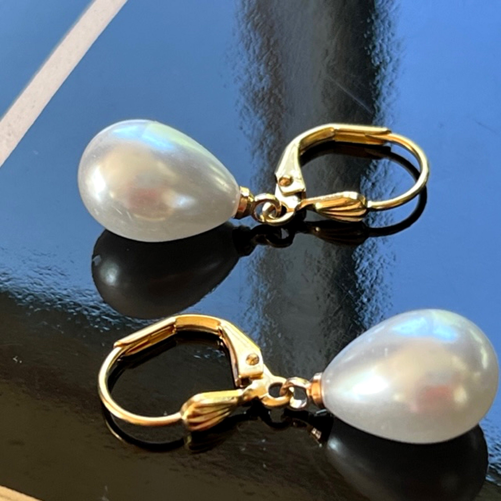 Faux pearl drop earrings discount