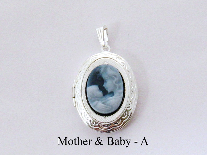Mother Child Necklace/Mother and Baby Necklace/Real Cameo Necklace/Carved Mother Child Cameo Locket Necklace/Push Present Gift for Wife/Mom Mother Baby