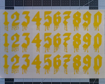 Dripping Numbers High Heat Vinyl Stencil Kit - 2x 11"x6" Sheets Durable, Easy to Use, Avery Stencil Vinyl, Cerakote Stencil
