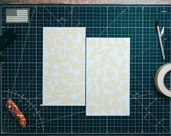 Hexagon Hex Camo High Heat Vinyl Stencil Kit - 2x 11"x6" Sheets Durable, Easy to Use, Avery Stencil Vinyl, Cerakote Stencil