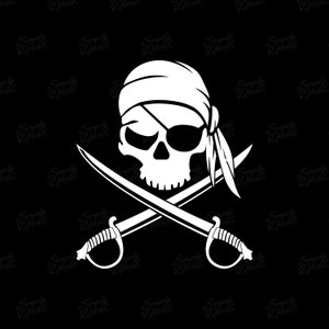 Pirate Skull Decal - Skull and Crossbones Sticker, Water Bottle, Car Window Decal, Laptop Sticker, Tumbler Decal, Decal for Cup
