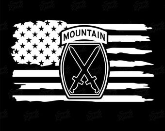 10th Mountain Division Flag Vinyl Decal - Army - Military Decal - Car Window Decal - Laptop Sticker - Tumbler Decal - Army Bumper Sticker