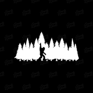 Peaceful Bigfoot Forest Vinyl Decal - Sasquatch Sticker - Adventure Decal, Car Window Decal, Laptop Sticker, Tumbler Decal, Decal for Cup
