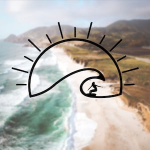 Surfer Girl Vinyl Decal - Surfing Beach Sticker Wave Decal, Ocean Decal, Car Window Decal, Laptop Sticker, Tumbler Decal, Decal for Cup