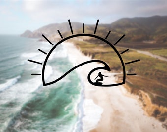 Surfer Girl Vinyl Decal – Ocean Wave Beach Sticker
