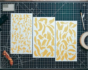 Disruptive DPM British Camo High Heat Vinyl Stencil Kit - 3x 11"x6" Sheets Durable, Heat Resistant, Avery Stencil Vinyl, Cerakote Stencil
