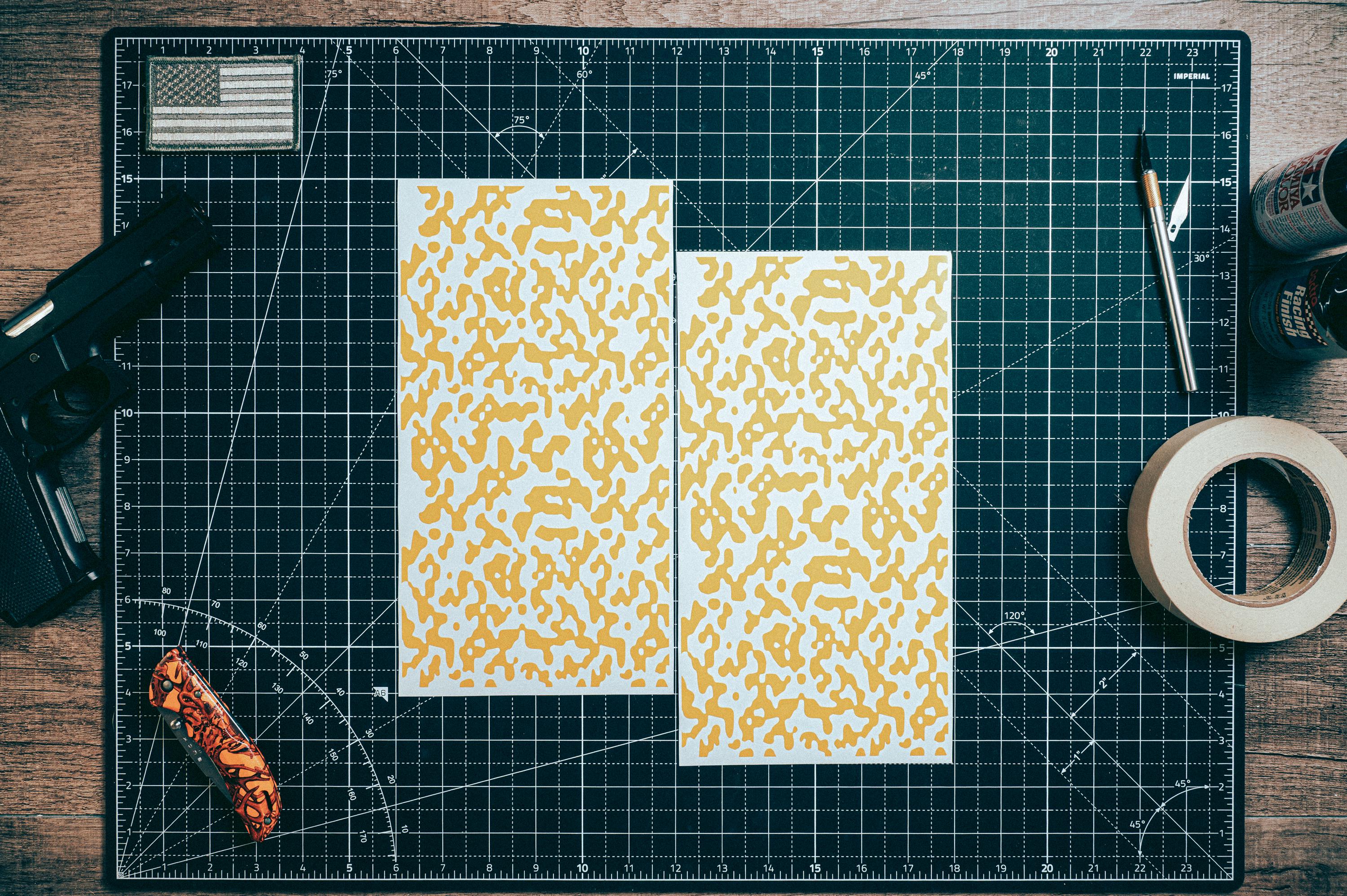 Flecktarn Camo High Heat Vinyl Stencil Kit - 2x 11"x6" Sheets Durable, Easy, Heat Resistant, Avery Stencil Vinyl, Cerakote Stencil