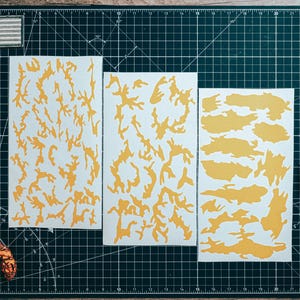 M81 Woodland Camo High Heat Vinyl Stencil Kit - 3x 11"x6" Sheets Durable, Easy, and Heat Resistant, Avery Stencil Vinyl, Cerakote Stencil