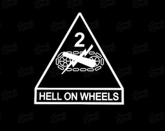 2nd Armored Division Vinyl Decal - "Hell on Wheels" US Army Sticker