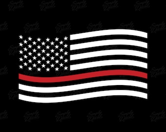 Thin Red Line Flag Decal – Support Firefighters Vinyl Sticker