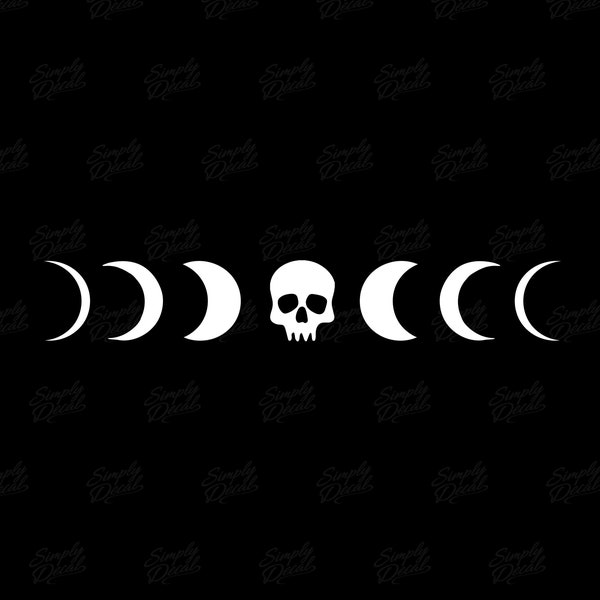 2x Moon Phase Skull Vinyl Decal - Celestial Gothic Sticker, Mystical Vibes!, Car Window Decal, Laptop Sticker, Tumbler Decal, Decal for Cup