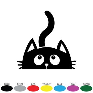 Cute Peeking Cat Kitten Kitty Bumper Car Window Vinyl Decal Sticker