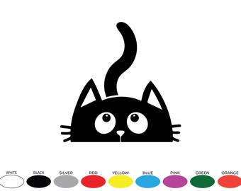 Peeking Cat Vinyl Decal - Kitten Bumper Sticker