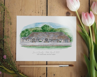 The Tithe Barn at Bolton Abbey Wedding Venue Personalised Print