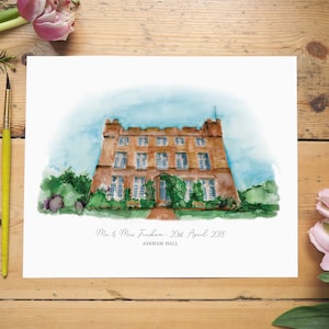 Askham Hall Wedding Venue Personalised Print image 1