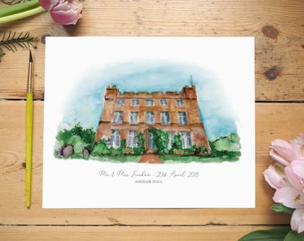 Askham Hall Wedding Venue Personalised Print