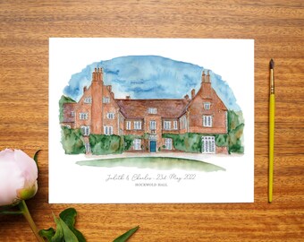 Hockwold Hall Wedding Venue Personalised Print