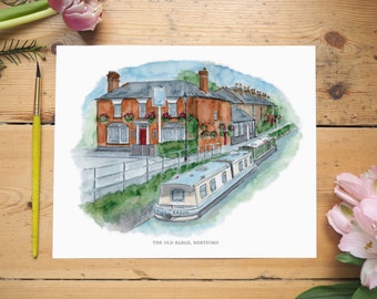 The Old Barge Pub, Hertford Personalised Print