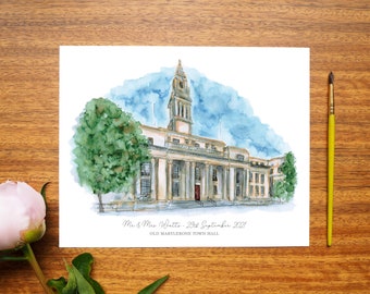 Old Marylebone Town Hall Wedding Venue Personalised Print