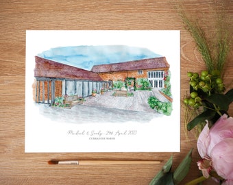 Curradine Barns Wedding Venue Personalised Print