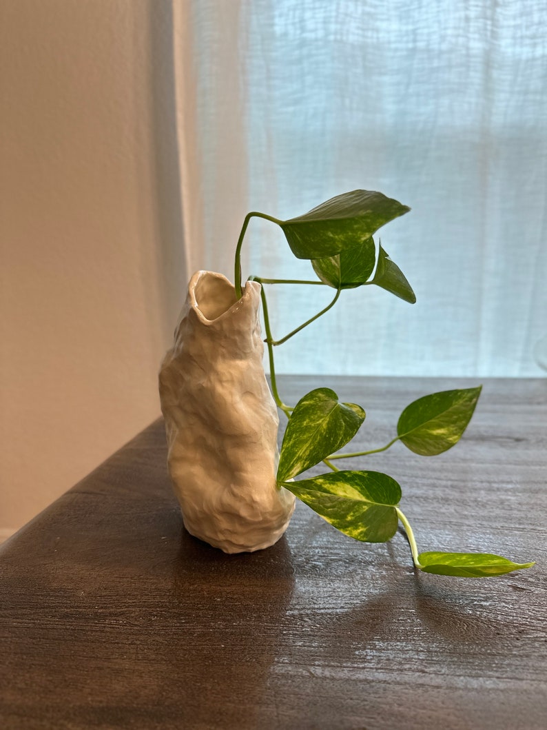 Contemporary Sculptural Vase Abstract Art Porcelain Flower Arrangement Minimalistic image 2