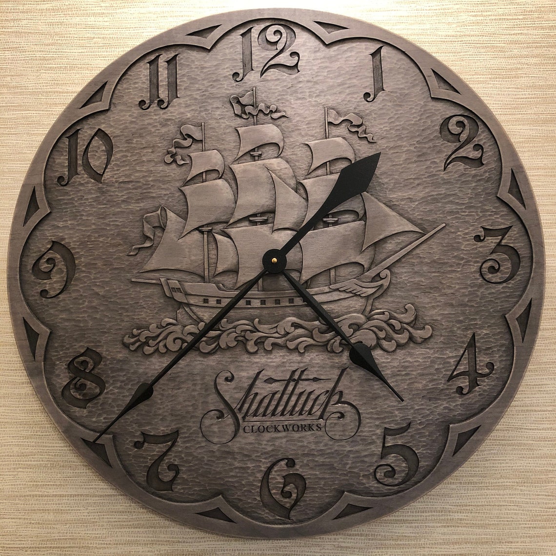 Large handmade nautical themed wood wall clock. Etsy