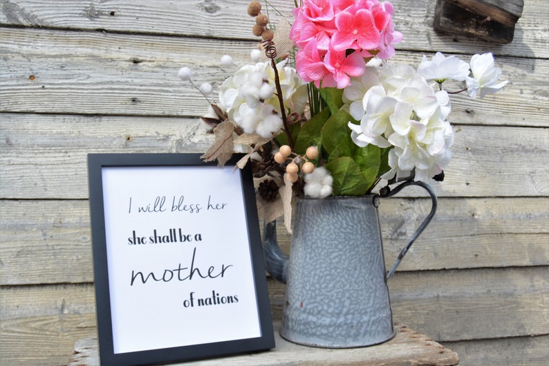 I will Bless Her, Mother's Day,Spring,Scripture Verse, Inspirational Quote,Bible Verse,Farmhouse,Printable,8x10 Digital Download image 1