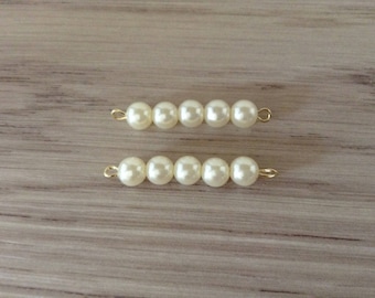 connectors x 2 imitation pearls mounted on metal Stud gold