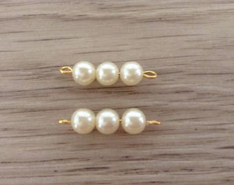 connectors x 2 imitation pearls mounted on metal Stud gold